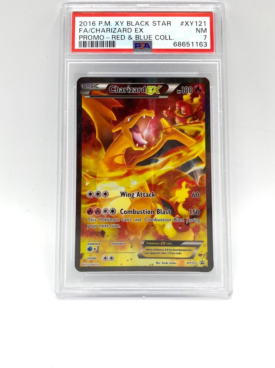 Pokemon Charizard EX Red & Blue Coll. ENG Black Star Full Art Promo XY121 PSA 7
