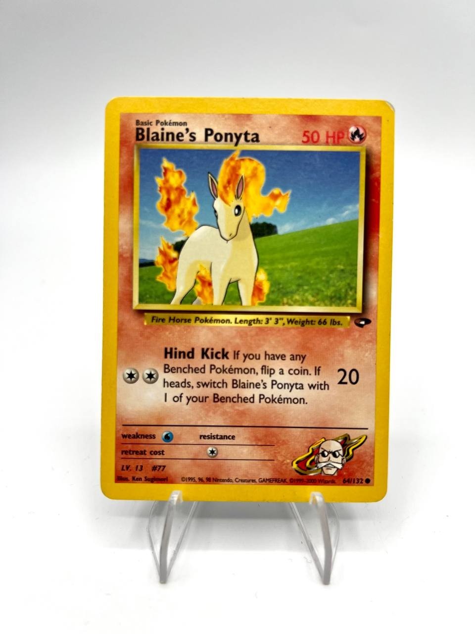 Carta pokemon Blaine's Ponyta 64/132 set Gym Challenge Vintage Inglese Excellent