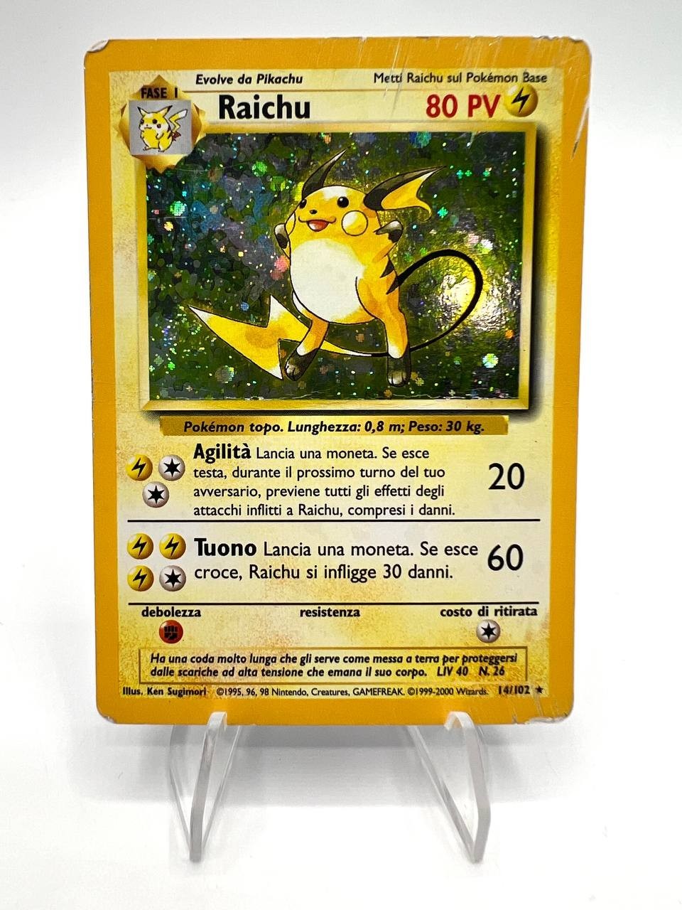 carta Pokemon Raichu italiano Holo set base BS 14/102 Vintage poor
