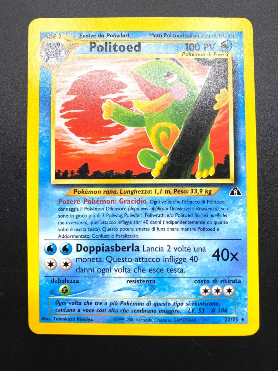 Carta Pokémon Politoed 27/75 set Neo Discovery Rara No Holo Italiano Excellent