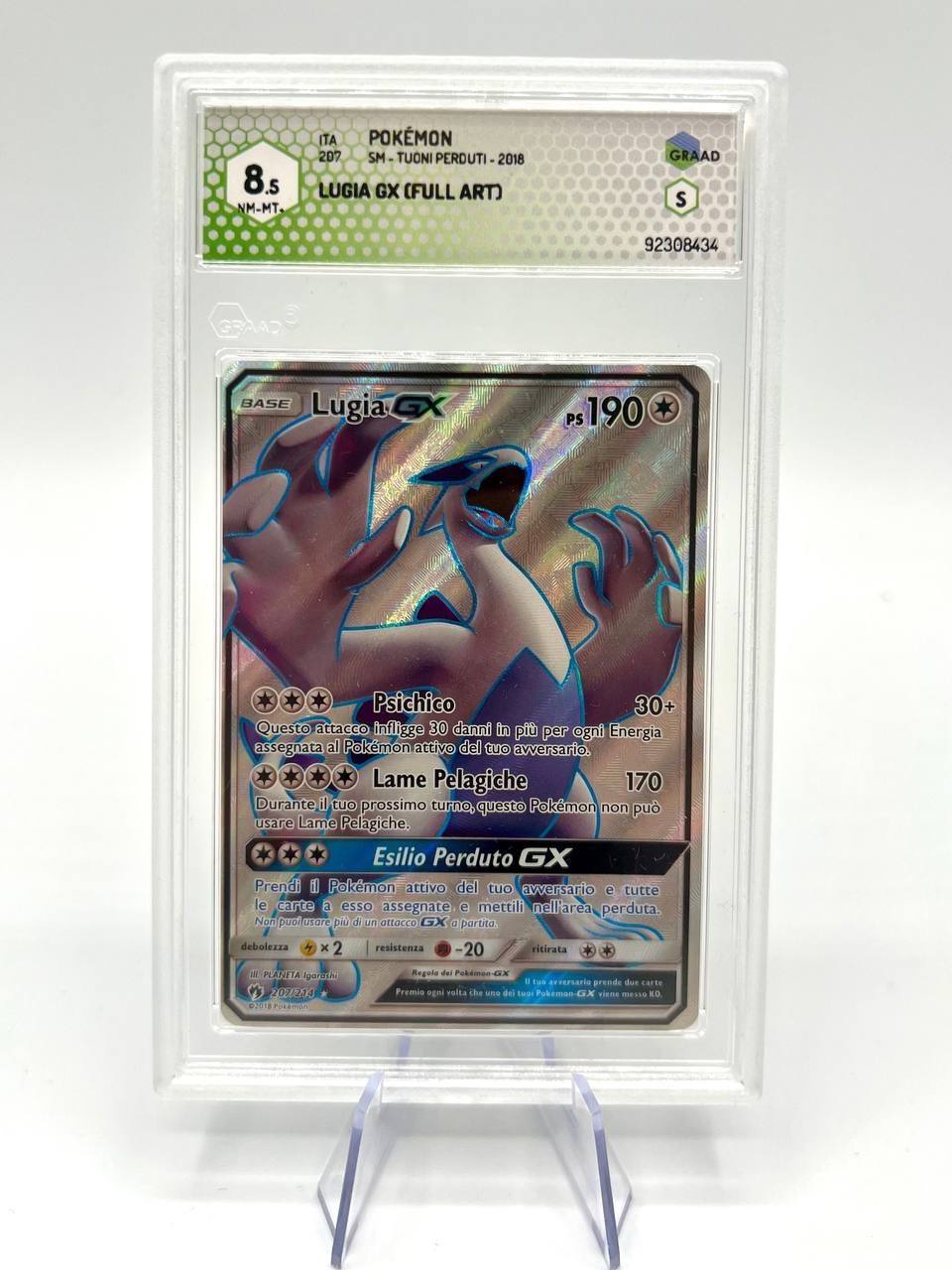 Carta Pokemon Lugia GX 207/214 Full Art set Tuoni Perduti Italiano GRAAD 8.5