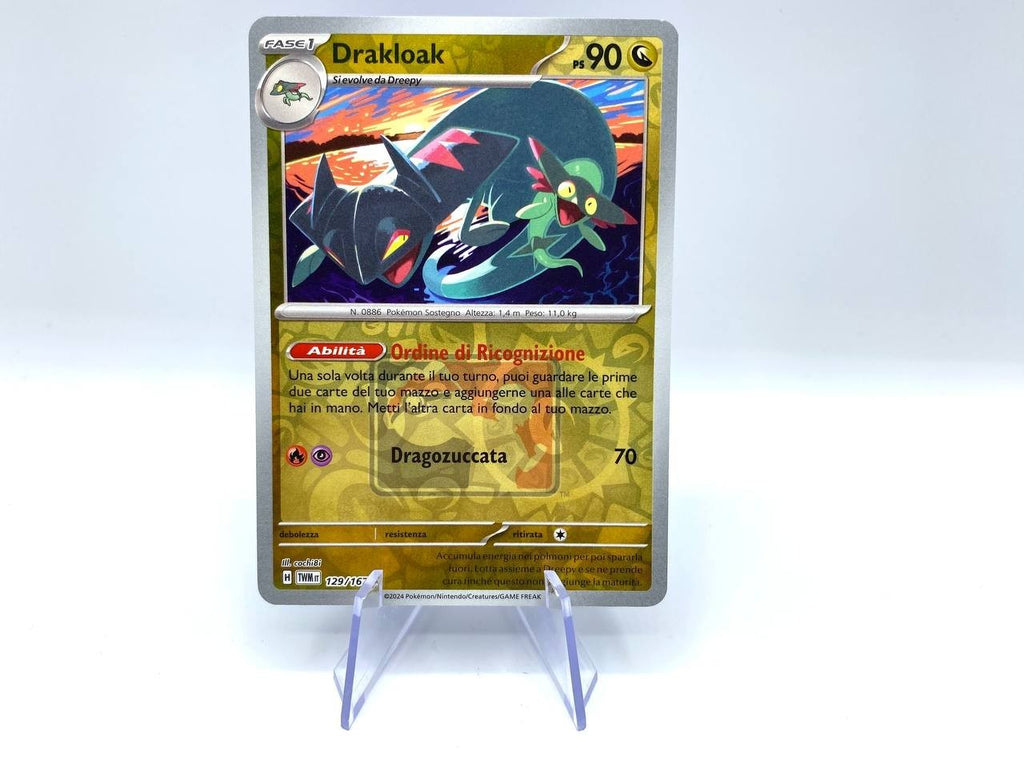 DRAKLOAK 129/167 Italiano Carta POKEMON set Crepuscolo Mascherato Holo reverse