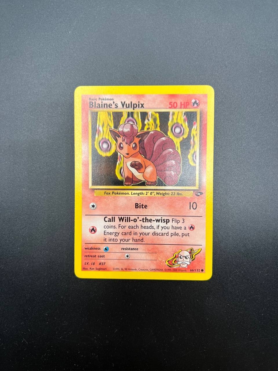 Carta Pokemon Blaine's Vulpix 66/132 set Gym Challenge Inglese No Holo Vintage