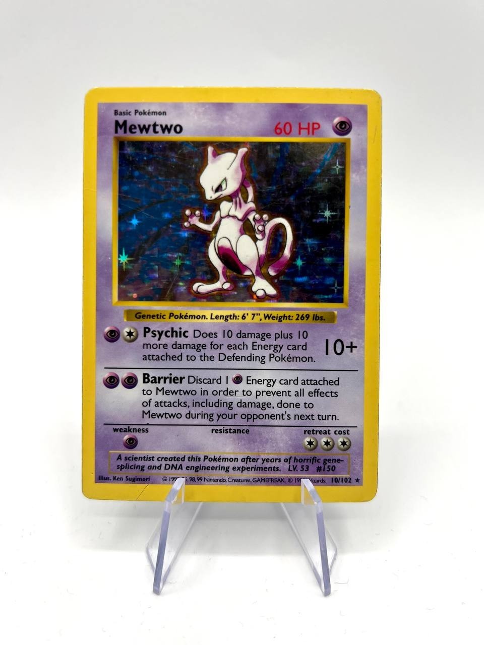 Pokémon TCG Mewtwo shadowless Base Set 10/102 rara Holo inglese played