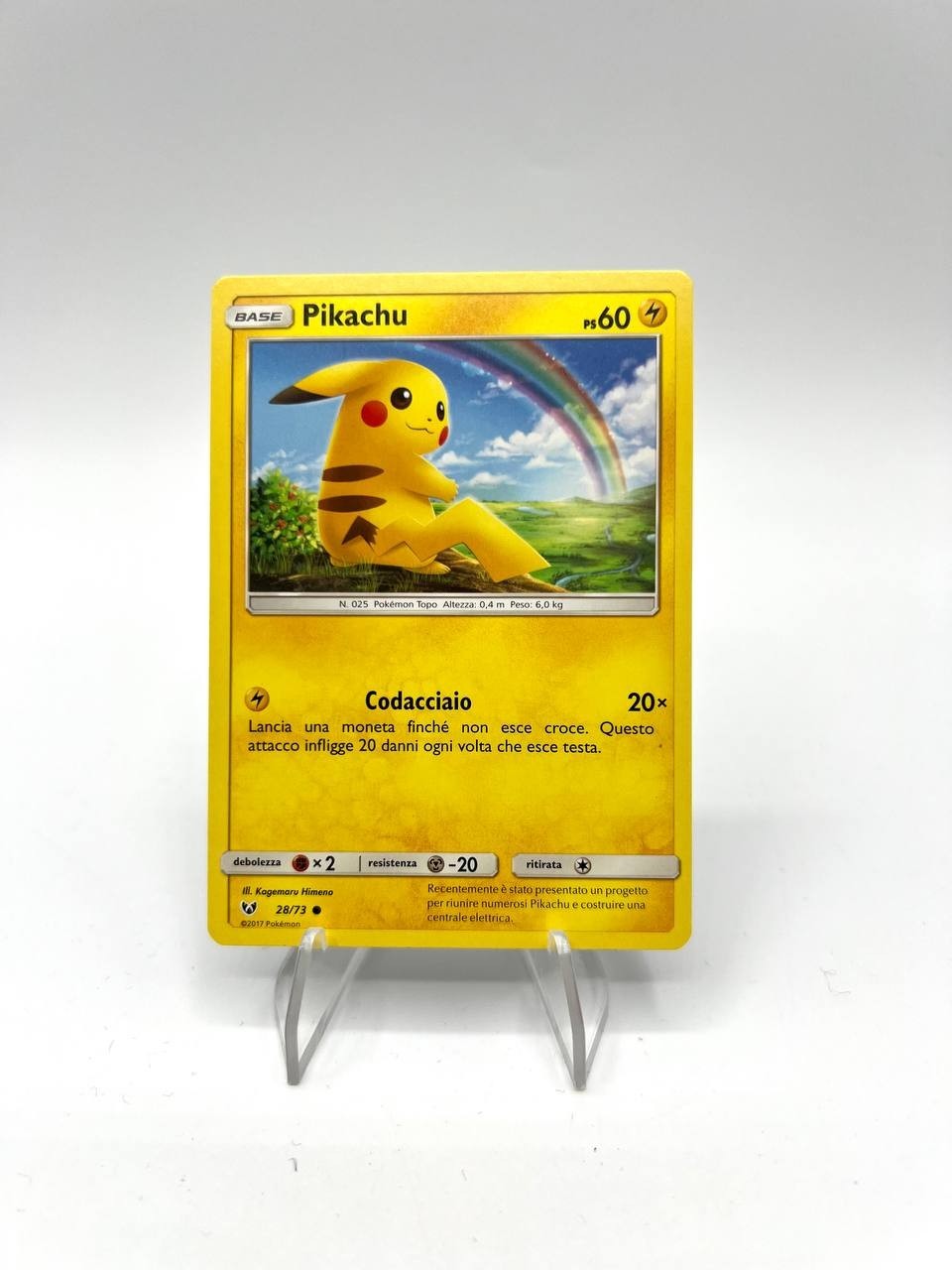 Carta pokemon Pikachu 28/73 set Leggende Iridescenti Italiano Near mint No holo