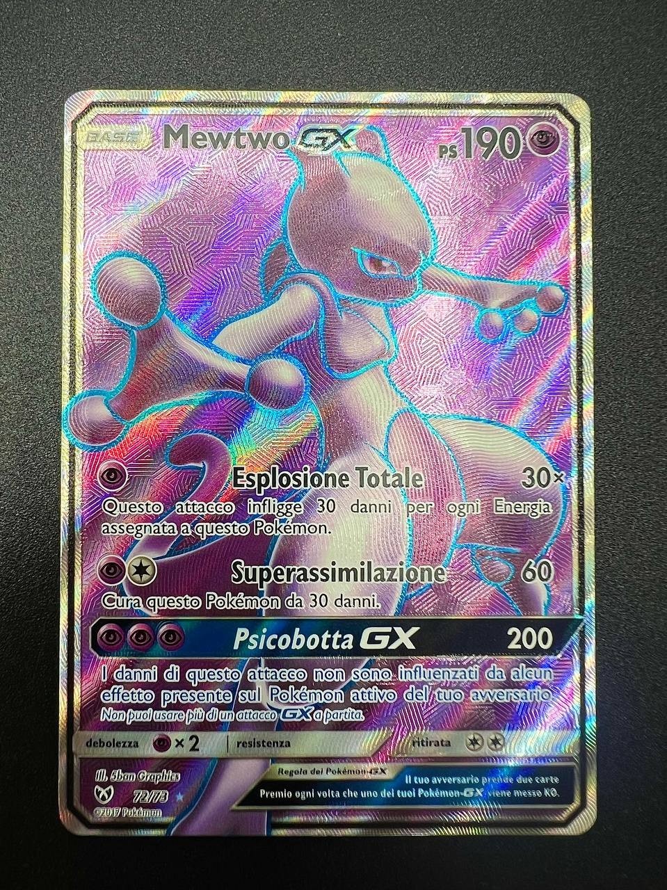 Carta Pokémon Mewtwo GX 72/73 set Leggende Iridescenti Italiano Holo Excellent