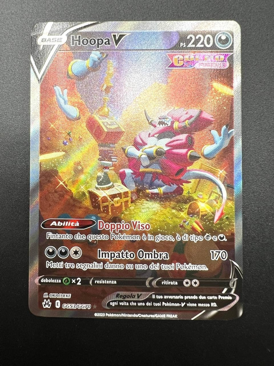 Carta Pokemon Hoopa V E GG53/GG70 set Zenith regale Italiano Stamped NM Holo