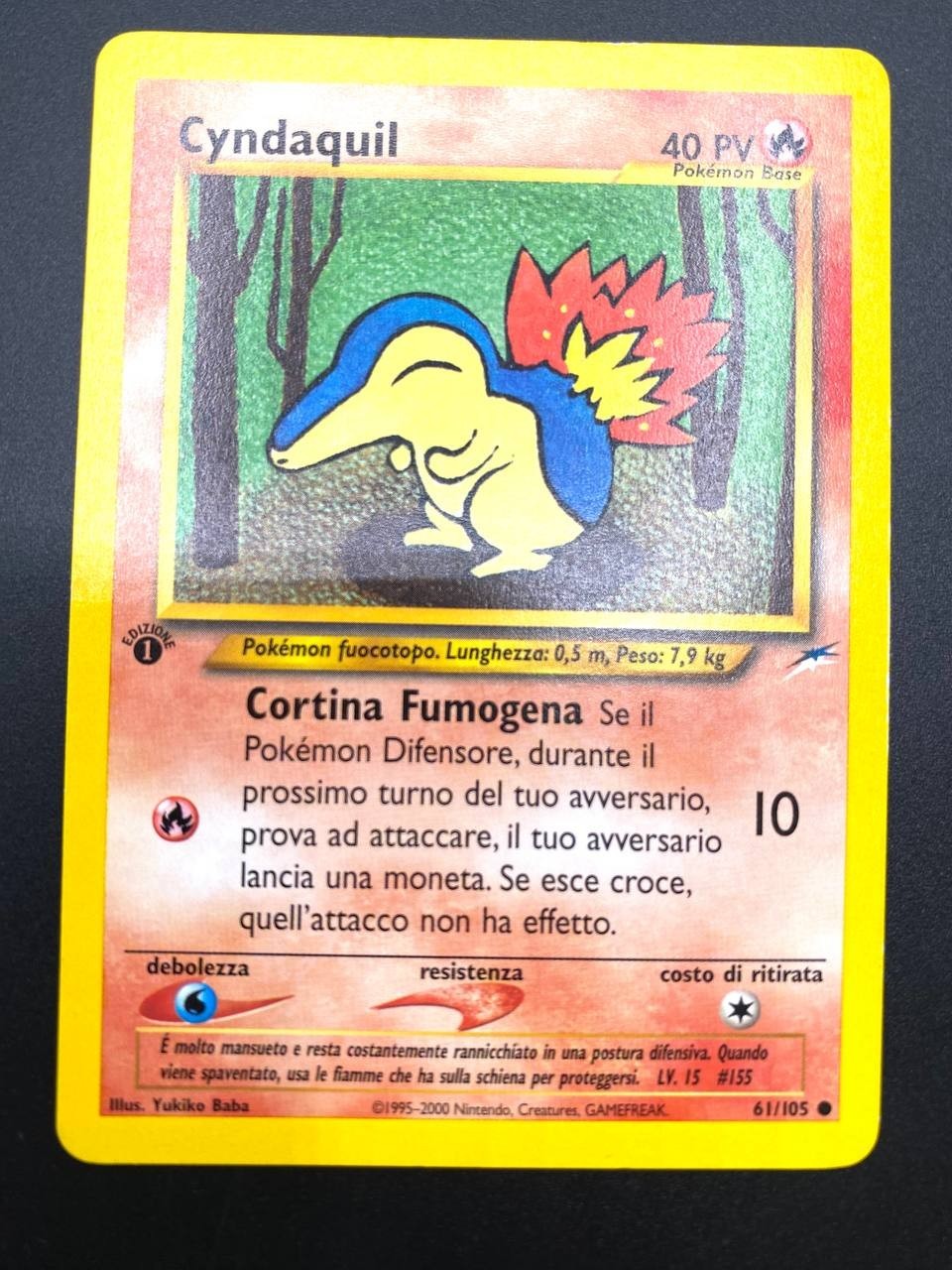 Carta Pokemon Cyndaquil set Neo Genesis 1a edizione 61/105 Good Vintage Italiano