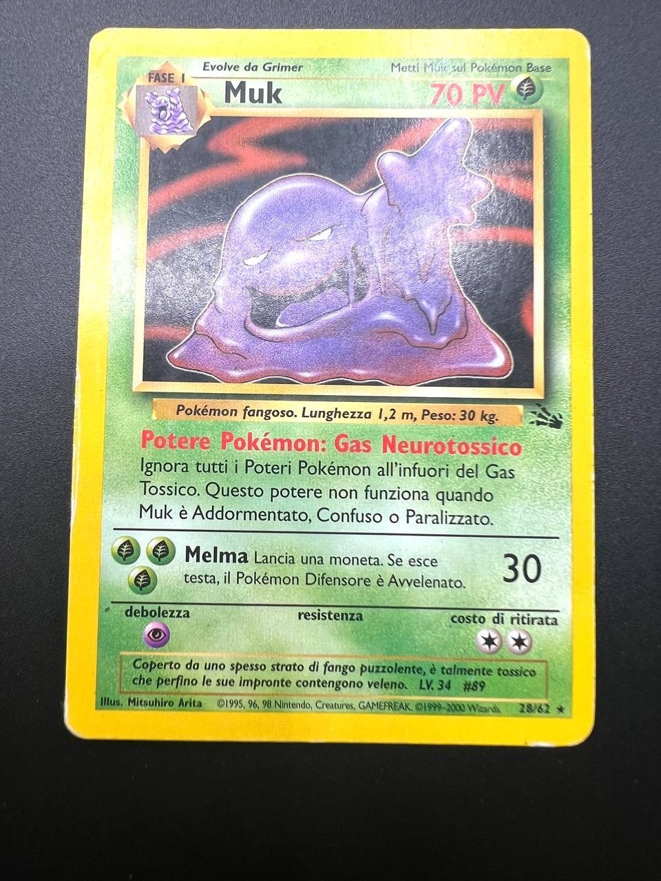 Carta Pokemon Muk 28/62 set Fossil FO Italiano Vintage Played No holo