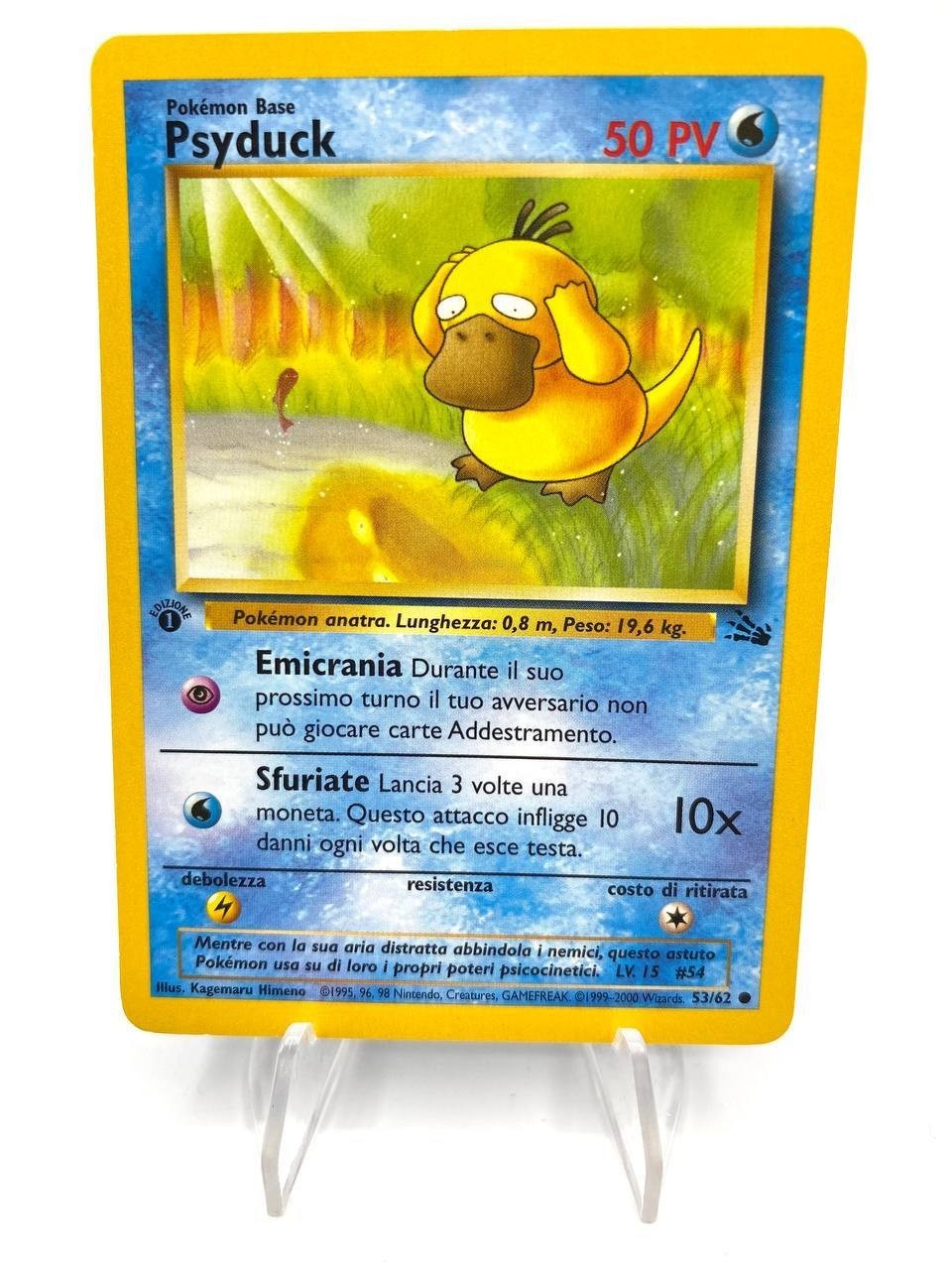 Carta Pokemon Psyduck 1 Edizione 53/62 Italiano set Fossil FO Excellent Vintage