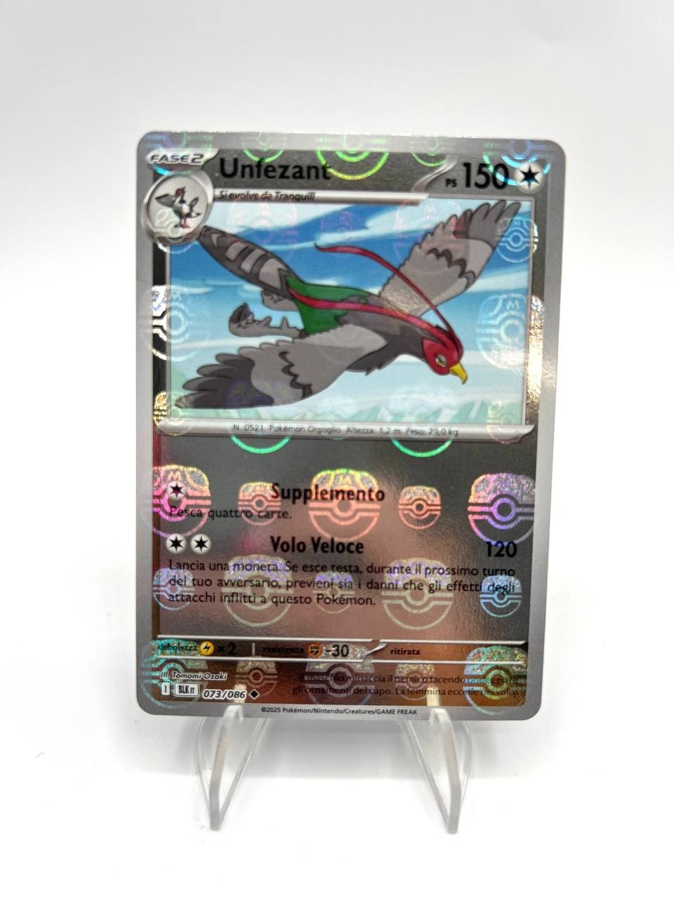 Pokemon Unfezant 073/086 MasterBall Reverse set Luce Nera BLK Italiano Near Mint