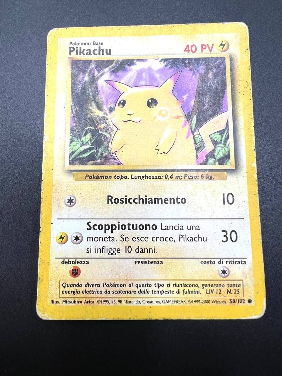 Carta Pokemon Pikachu Set Base BS 58/102 Italiano Poor Vintage no holo