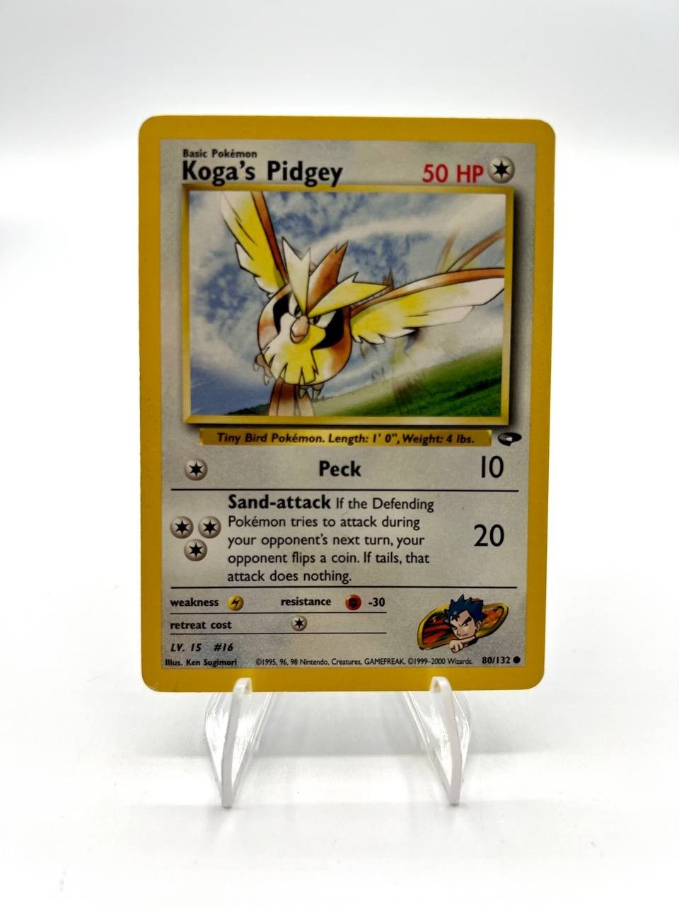 Carta pokemon Koga's Pidgey 80/132 set Gym Challenge Excellent Vintage Inglese