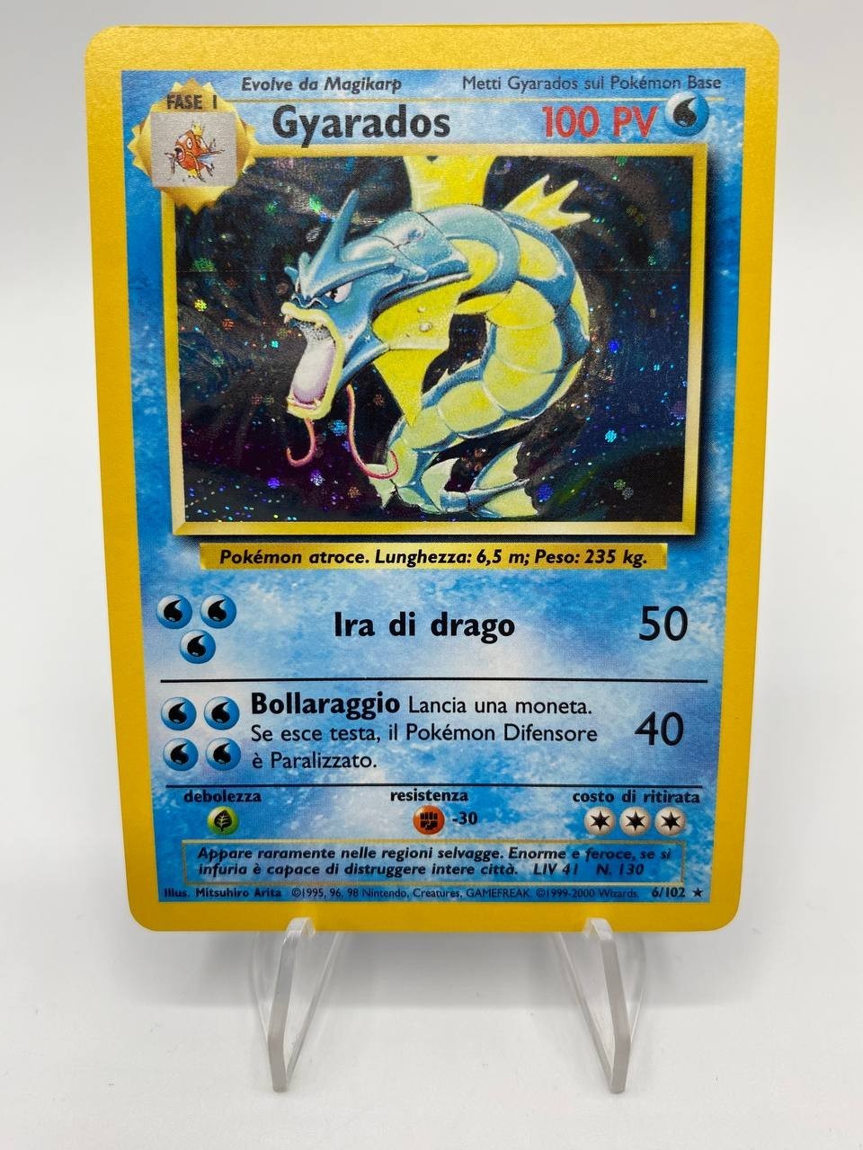 Carta Pokemon Gyarados Base Set BS Wizards 6/102 Holo Vintage Near mint
