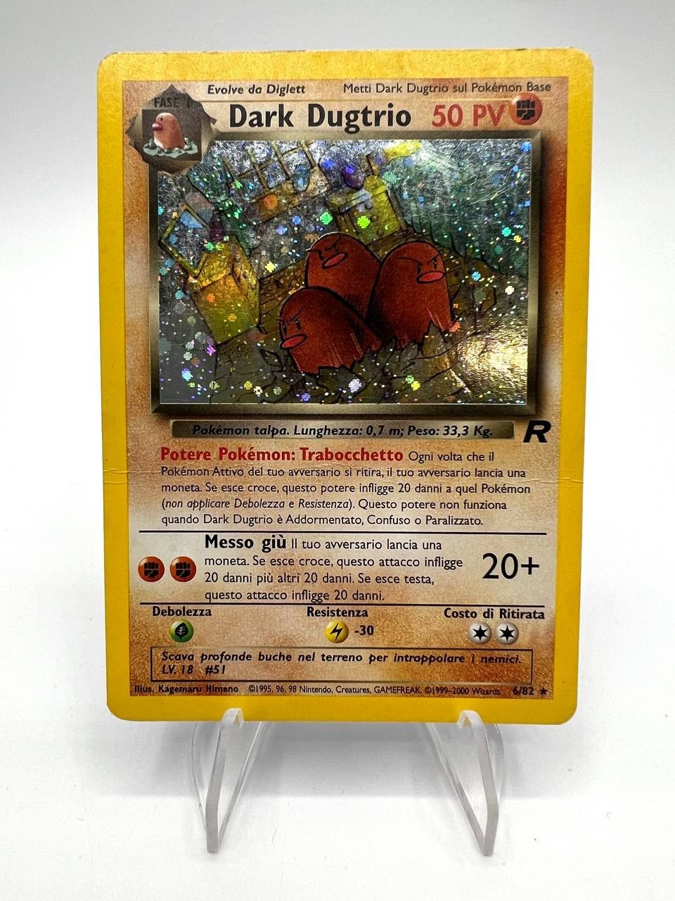 Carta pokemon Dark Dugtrio 6/82 set Team Rocket Poor Holo Italiano Vintage
