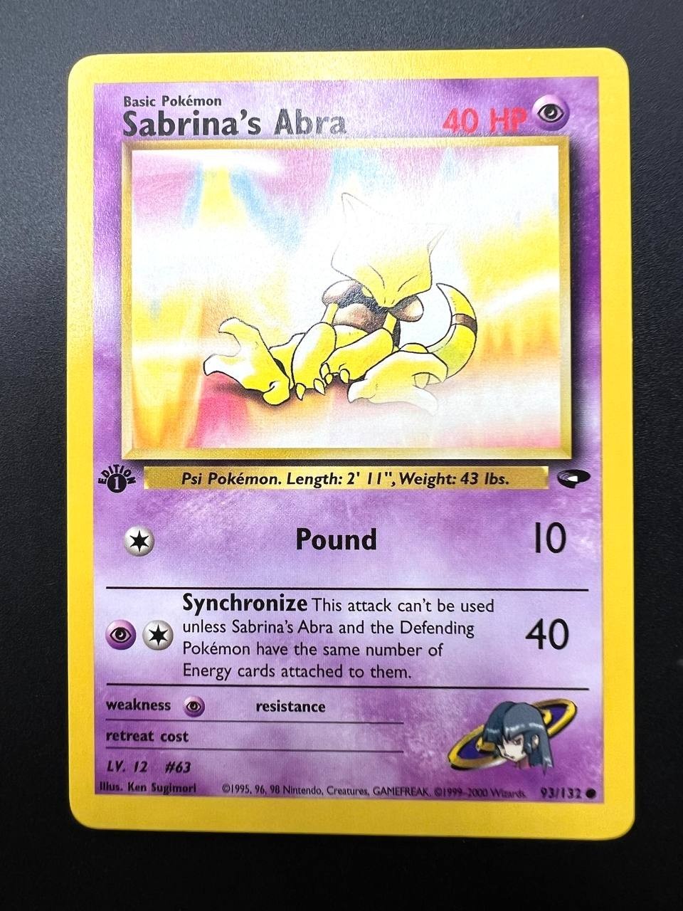 Carta pokemon Sabrina's Abra 93/132 set Gym Challenge 1a edizione EXC Eng