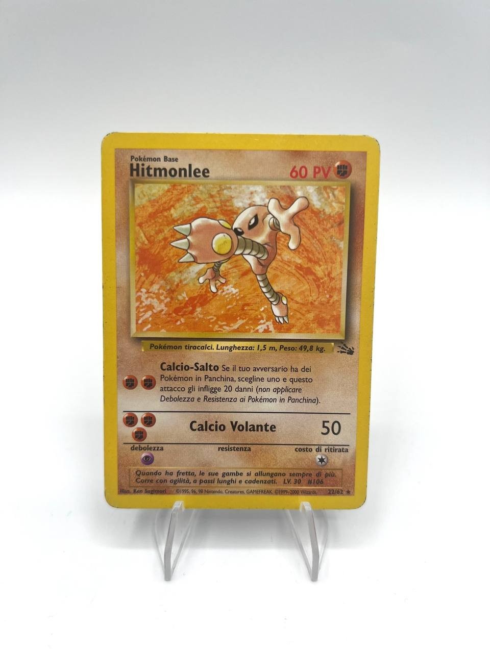 Carta pokemon Hitmonlee 22/62 set Fossil FO Vintage No holo Italiano Poor
