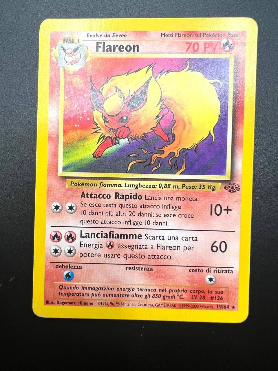 Carta Pokemon Flareon 19/64 set Jungle JU Vintage good Italiano no holo