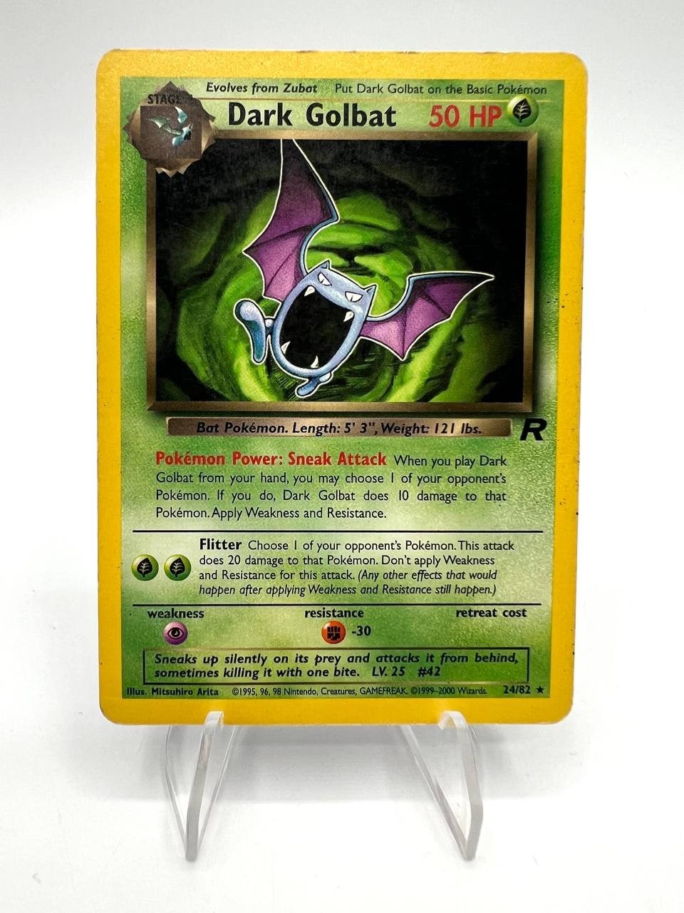Carta Pokémon Dark Golbat 24/82 set Team Rocket Rara Played Inglese Vintage