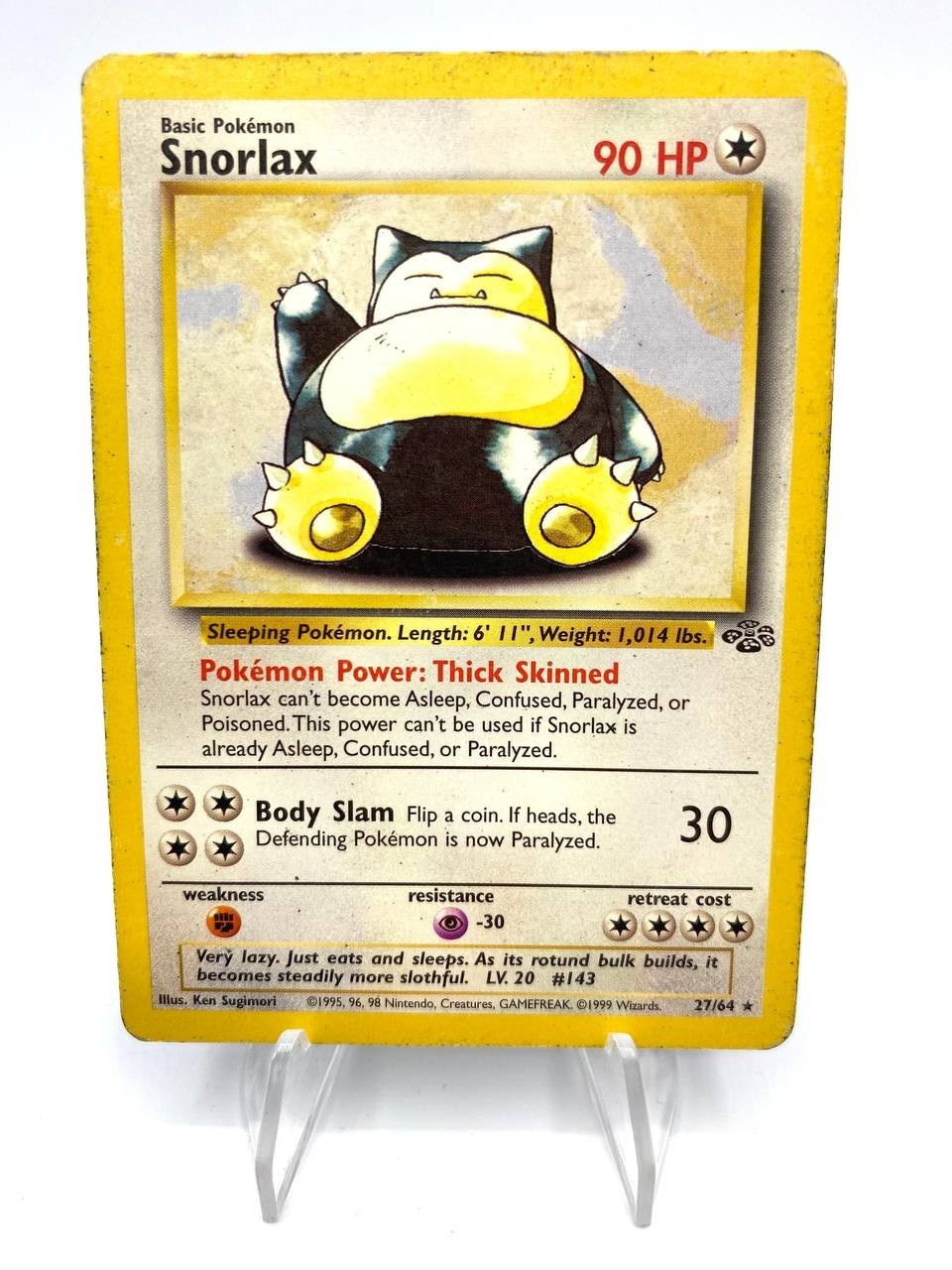 Carta Pokémon Snorlax 27/64 set Jungle JU Italiano Holo Rara poor Vintage