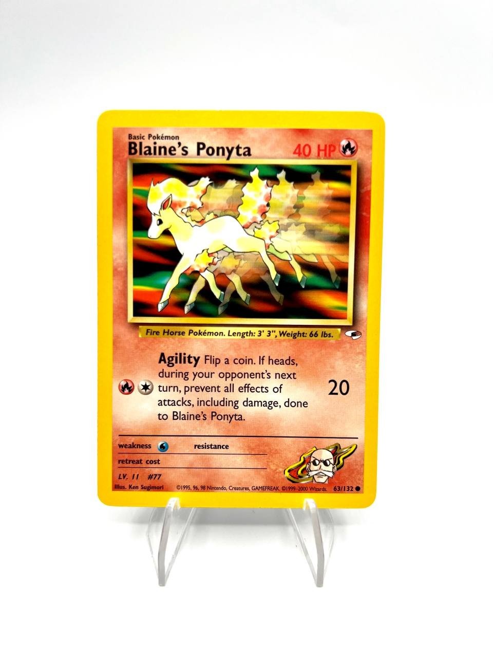 Carta pokemon Blaine's Ponyta 63/132 set Gym Challenge Vintage Inglese Excellent
