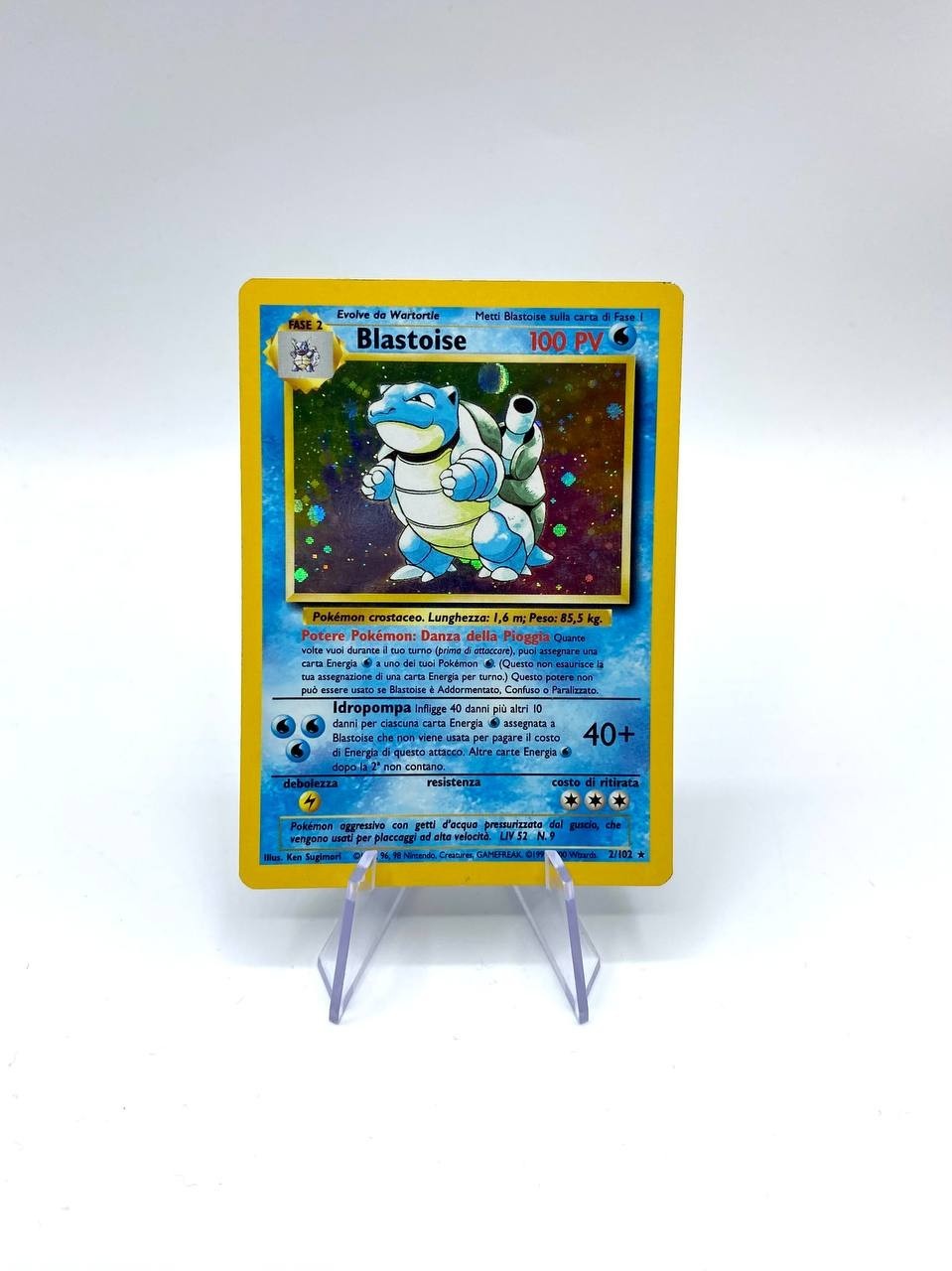 Carta pokemon Blastoise 2/102 Base Set BS Unlimited Holo Italiano Vintage Good
