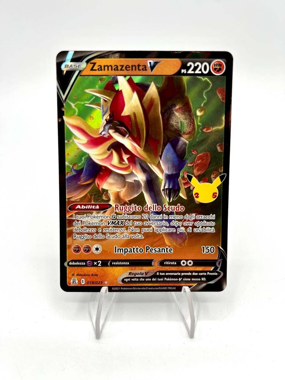 Carta pokemon Zamazenta V Holo set 25th Gran festa 018/025 Near Mint Italiano