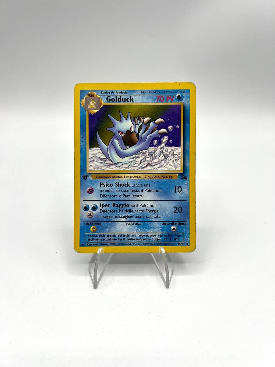 Carta Pokemon Golduck 35/62 set Fossil FO 1a Edizione Italiano Vintage poor