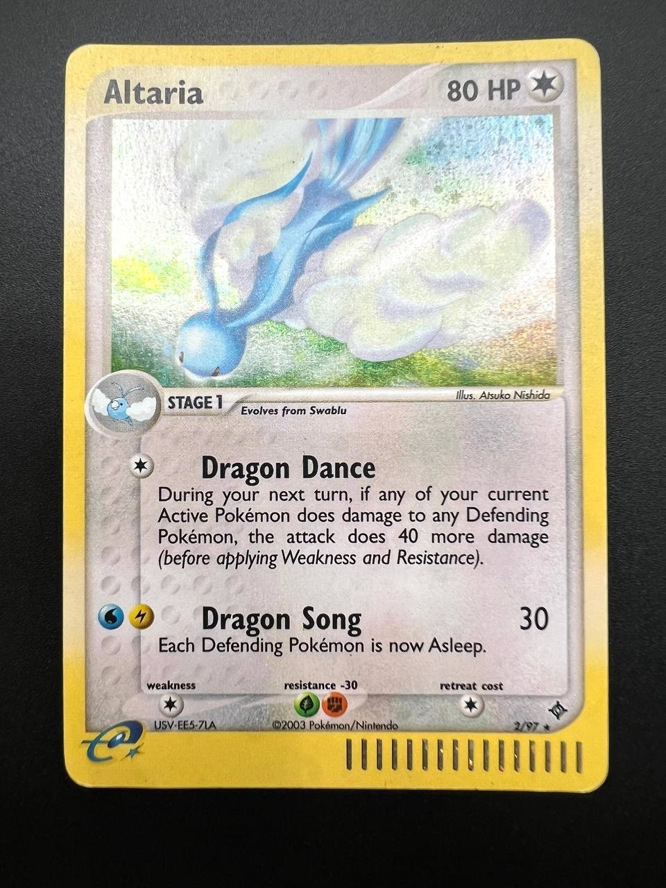 Carta Pokemon Altaria 2/97 set EX Dragon Inglese Holo 2003 Vintage Played