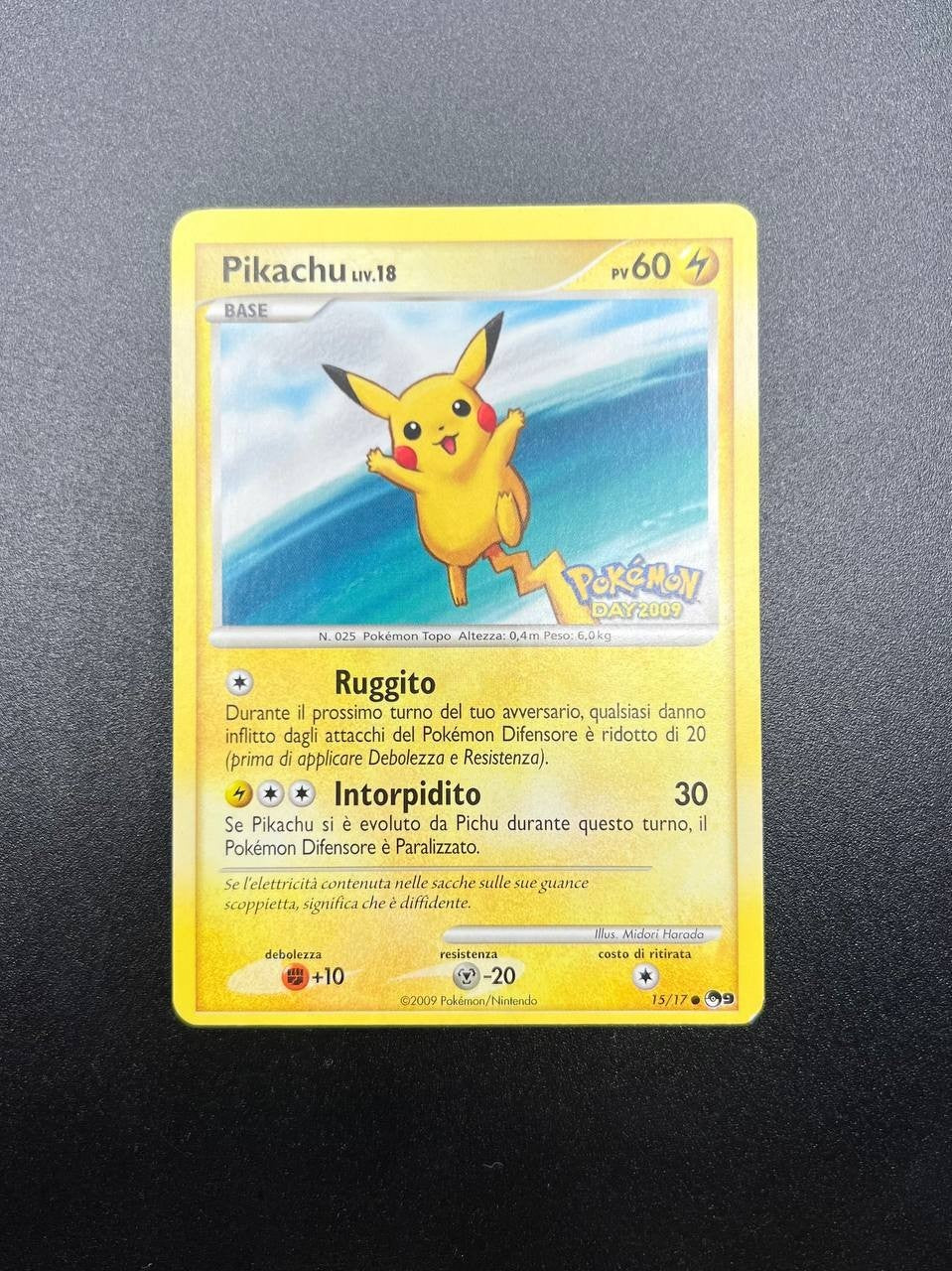 pokemon card pikachu pop9 017 promo pokemon day 2009 italiano excellent+
