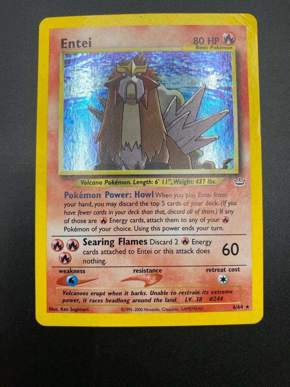 Carta Pokémon Entei 6/64 Rara Holo set Neo Revelation Italiano Played Vintage