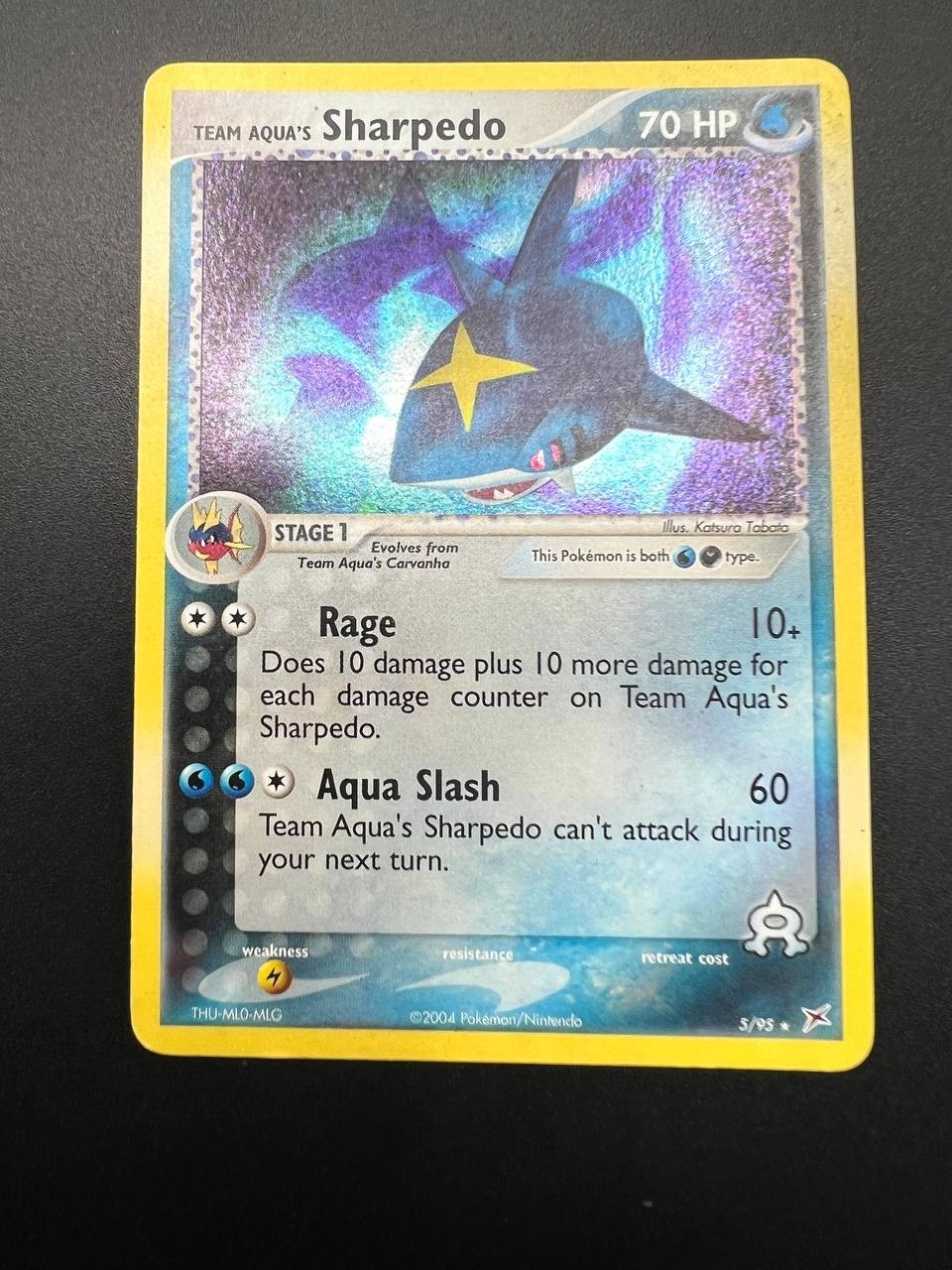 Carta pokemon Team acqua's Sharpedo Holo 5/95 EX Team Magma vs Aqua Inglese exc