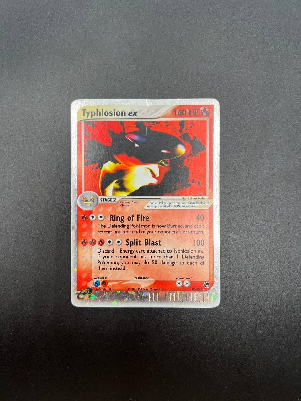 Carta Pokemon Typhlosion EX Sandstorm Holo 99/100 Vintage Inglese Poor