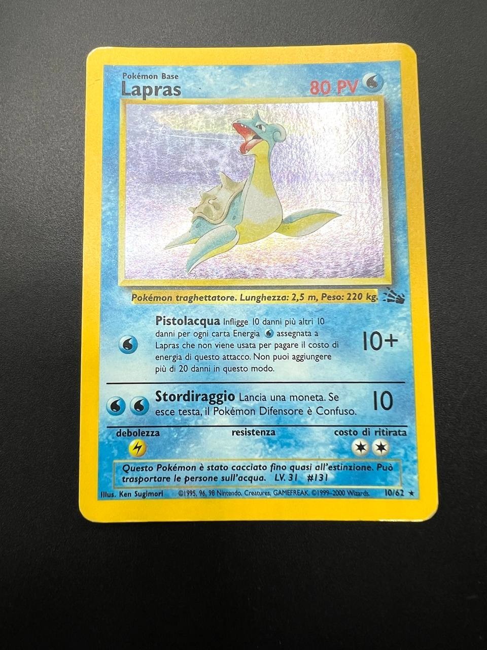carta POKÉMON set FOSSIL FO LAPRAS HOLO 10/62 Played Italiano Vinatge