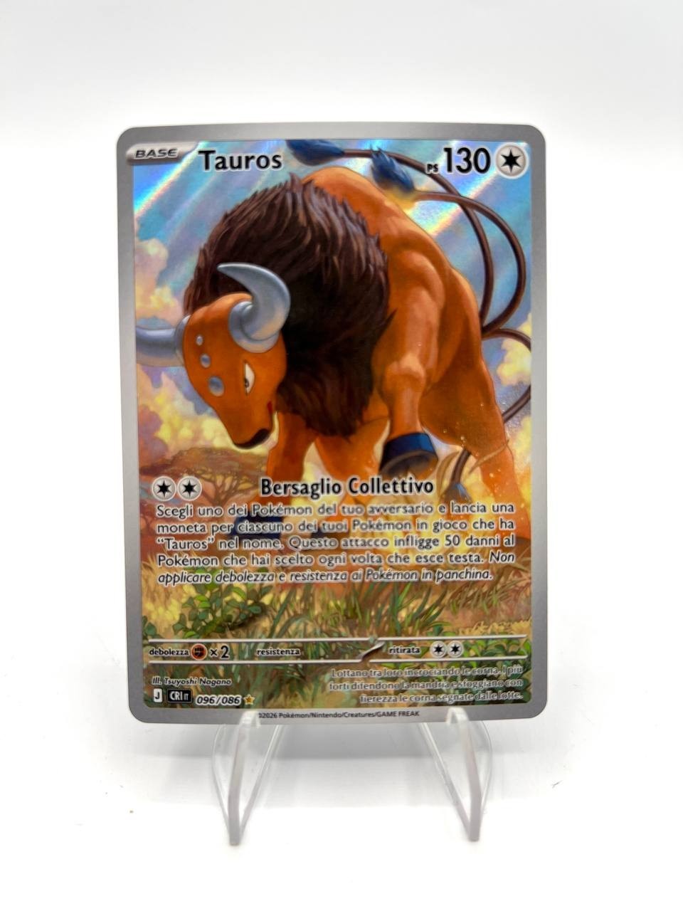 Carta pokemon TAUROS 096/086 CRI set Caos Nascente Italiano Near mint Holo