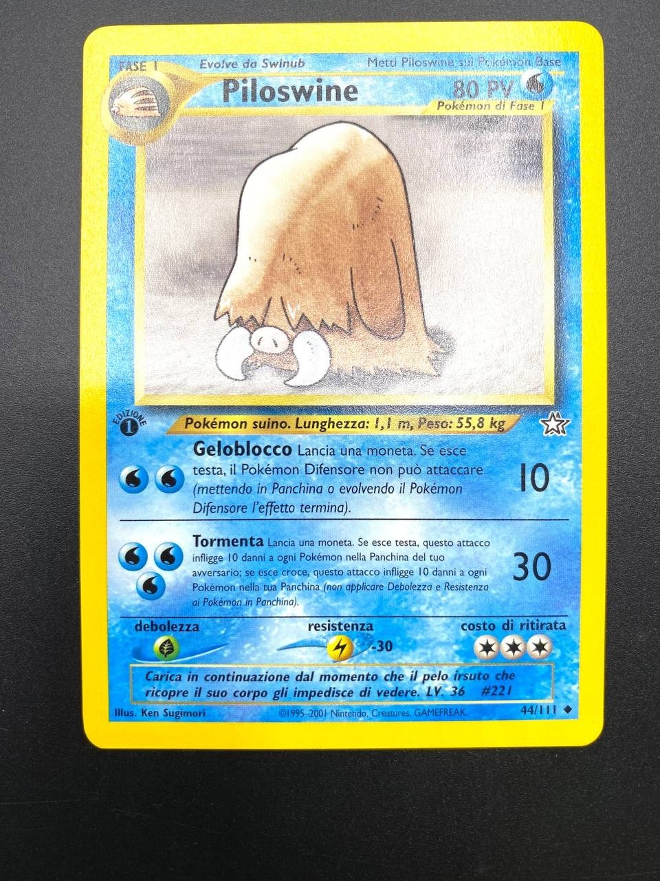 Carta pokemon Piloswine 1a edizione set Neo Genesis 44/111 Vintage Italiano NM