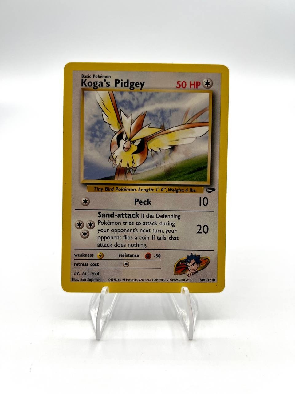 Carta pokemon Koga's Pidgey 80/132 set Gym Challenge Excellent Vintage Inglese