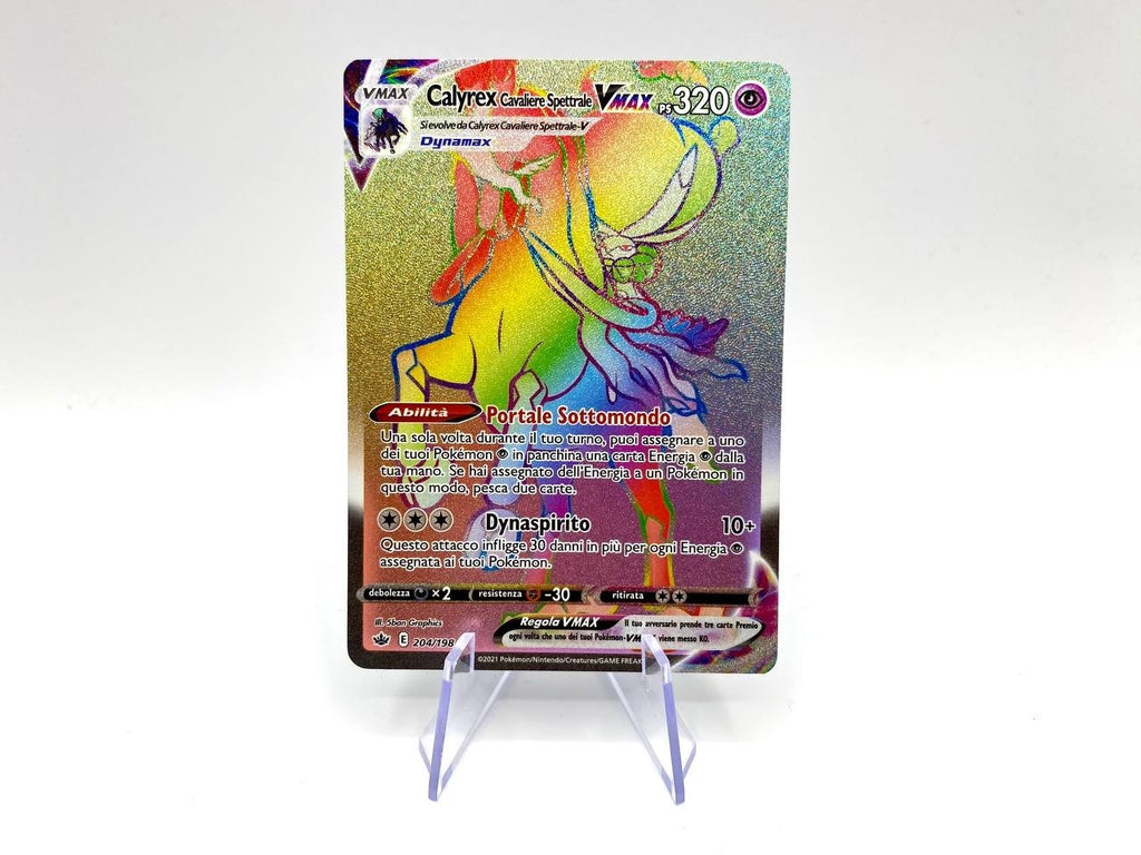 Carta pokemon calyrex cavaliere spettrale vmax 204/198 Regno gIaciale taliano NM