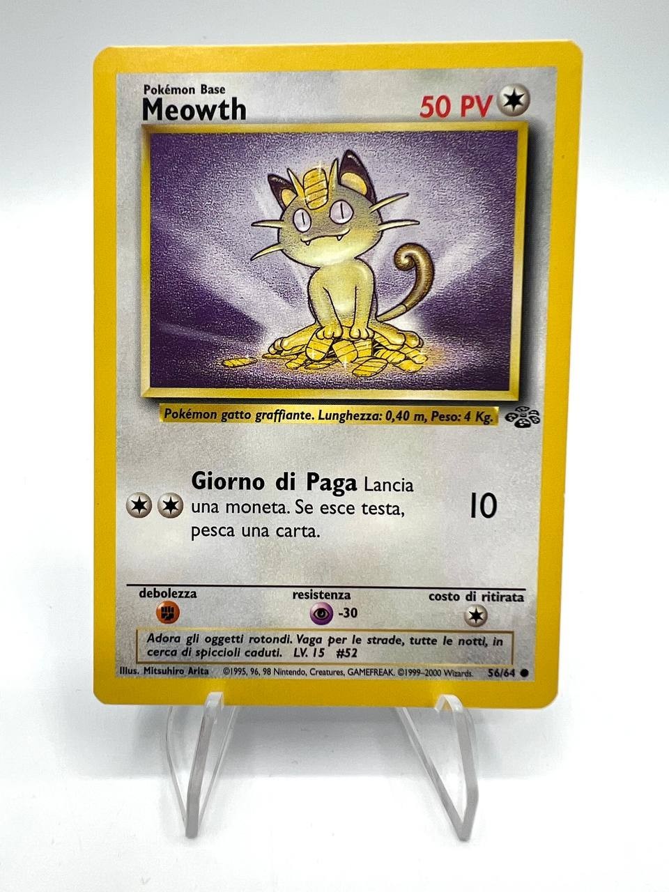 Carta Pokemon Meowth Set Jungle 56/64 Italiano Wizards Vintage 1995 Excellent