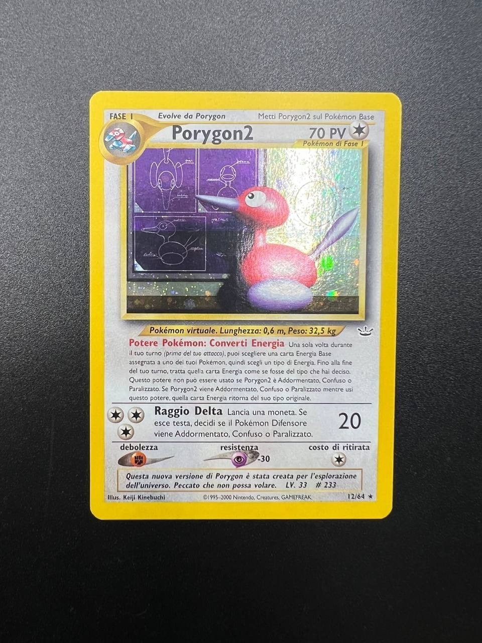 Porygon2 Holo Rare NR 12/64 unlimited Neo Revelation italiano excellent+