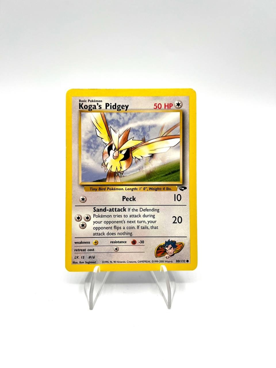 Carta pokemon Koga's Pidgey 80/132 set Gym Challenge Good Vintage Inglese