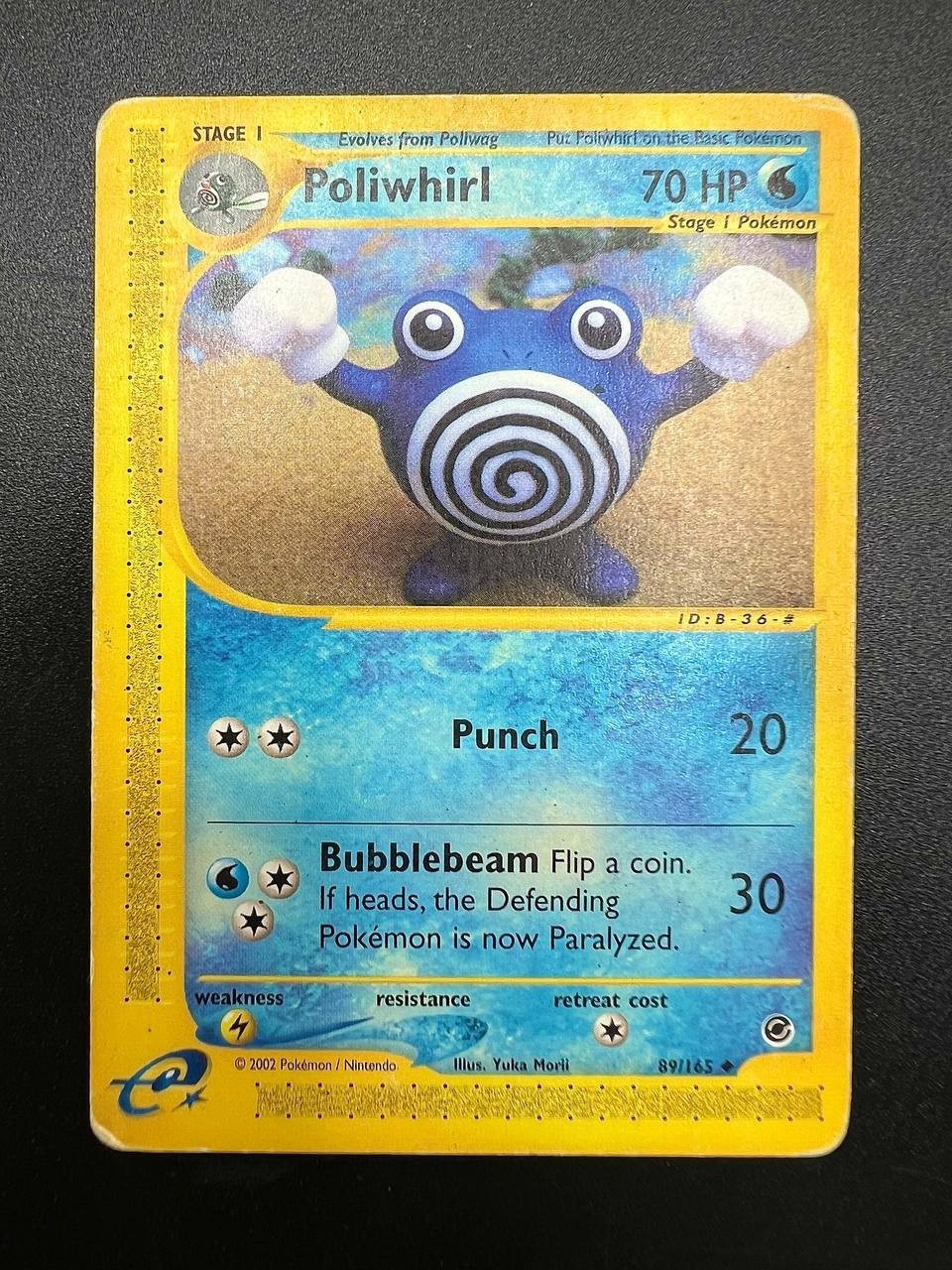 Carta Pokemon Poliwhirl 089/165 EX set Expedition Vintage Poor No holo Inglese