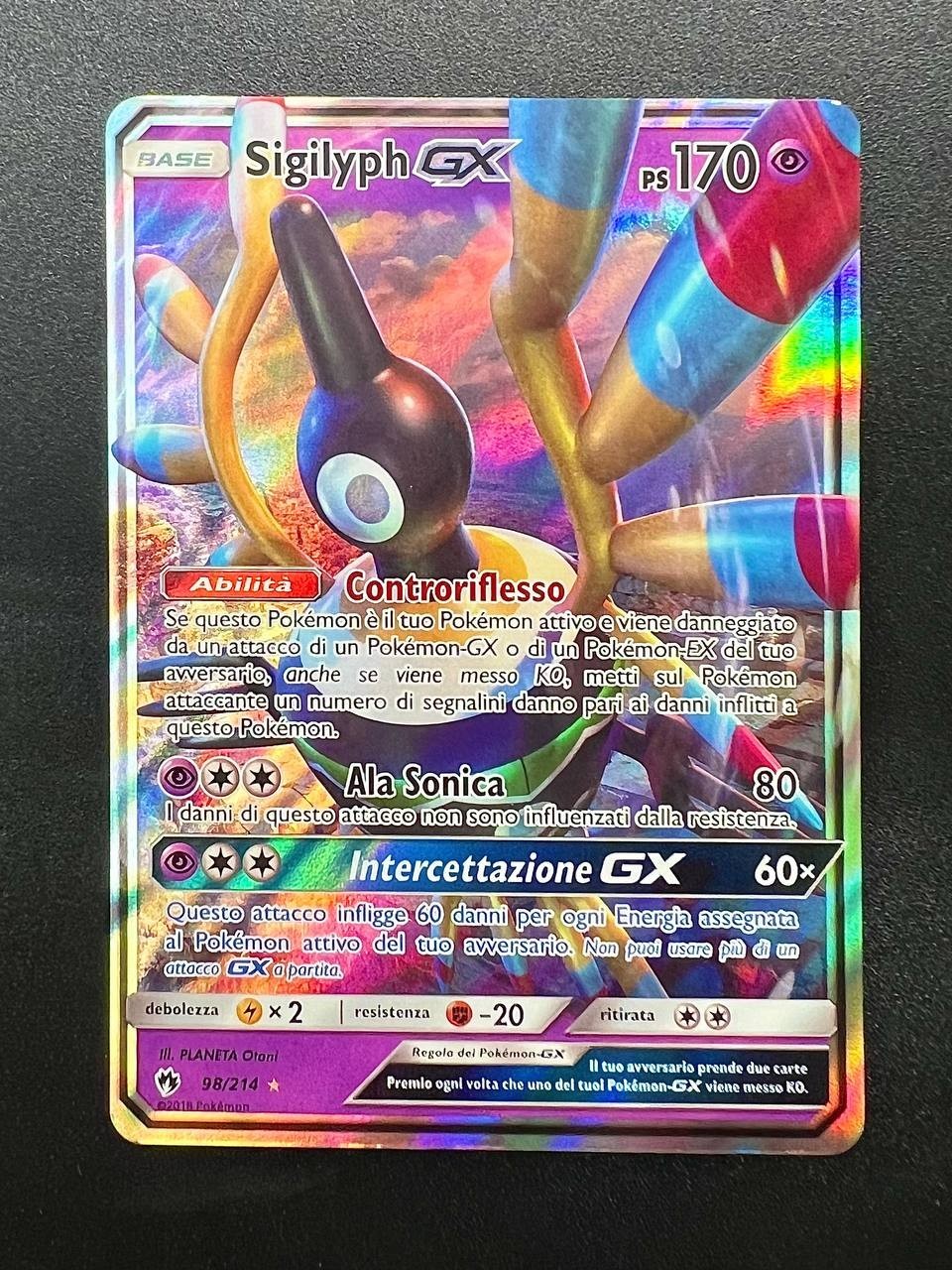 Carta Pokemon Sigilyph GX 98/214 LOT Holo Tuoni perduti Italiano Near mint