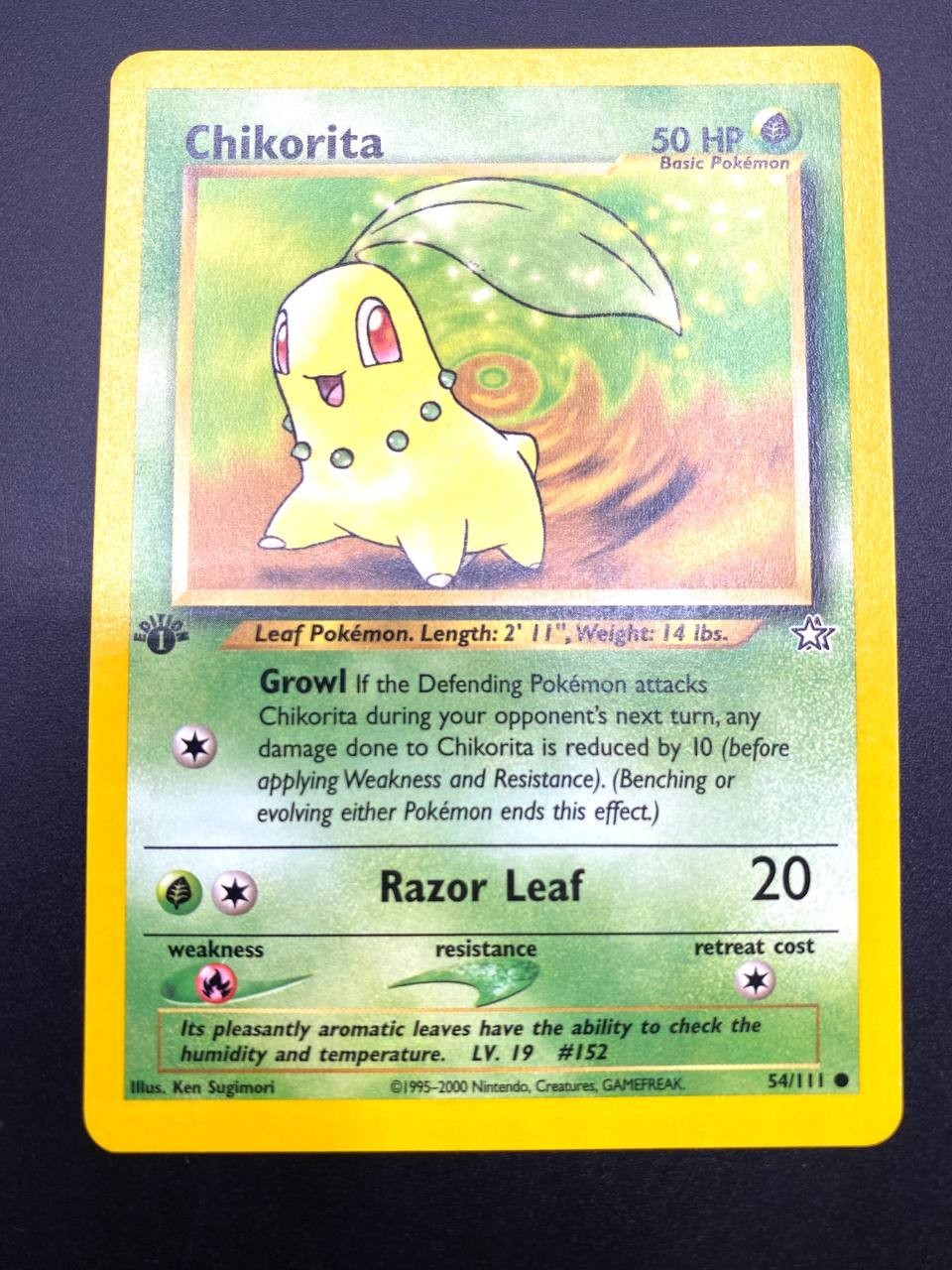 Carta pokemon Chikorita 54/111 Neo Genesis 1 Edizione Vintage Near Mint Inglese