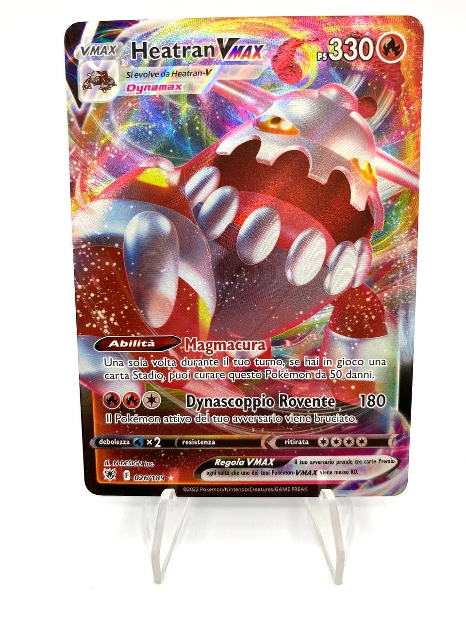 Carta Pokemon HEATRAN VMAX 026/189 Lucentezza Siderale Full Art Holo Rara ITA NM