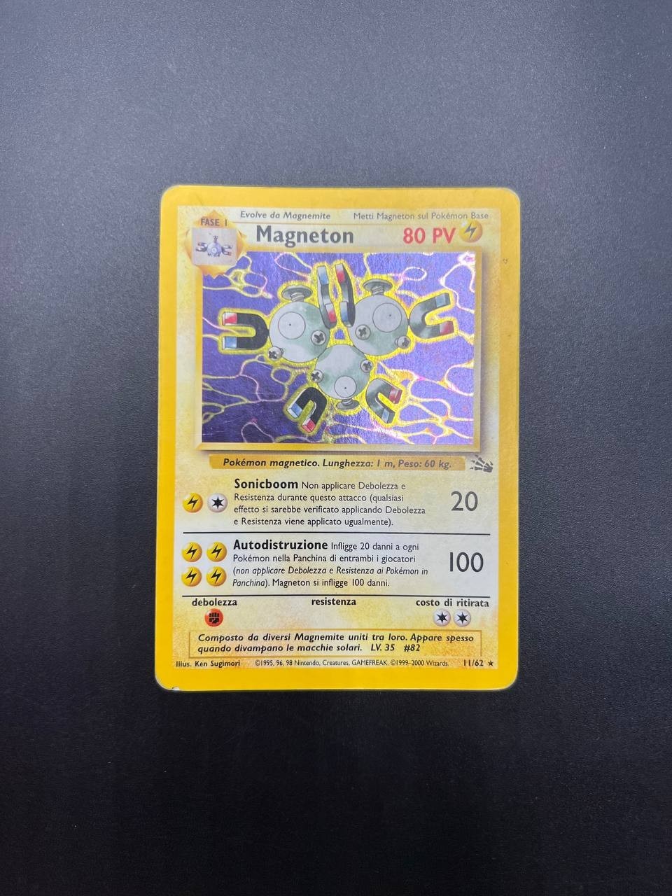 Carta pokemon Magneton set Fossil FO 11/62 1999 Holo Played Vintage Italiano