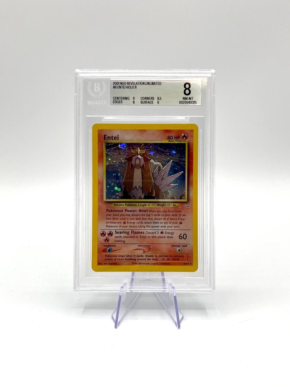 Carta Pokemon ENTEI Holo 6/64 set Neo Revelation BGS 8 Vintage Inglese