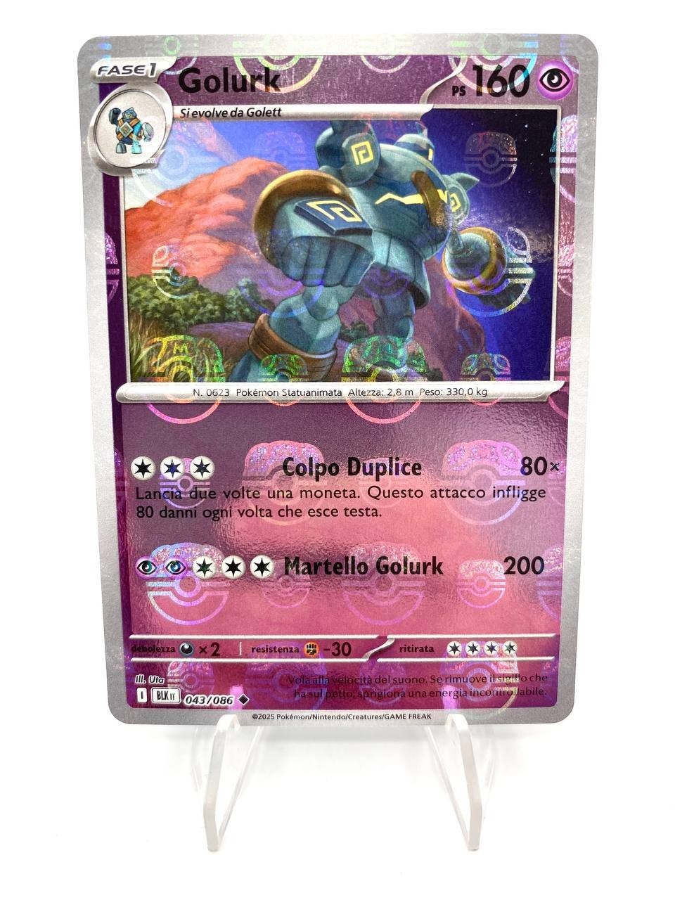 Carta pokemon Golurk BLK 043/086 set Fuoco nero Italiano Near Mint Masterball