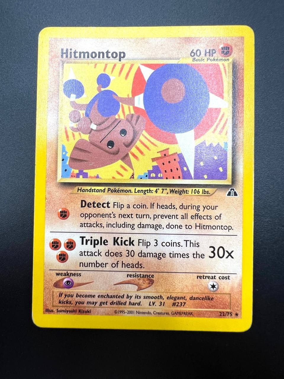 Carta pokemon Hitmontop 22/75 set Neo Discovery Vintage Good no holo Inglese