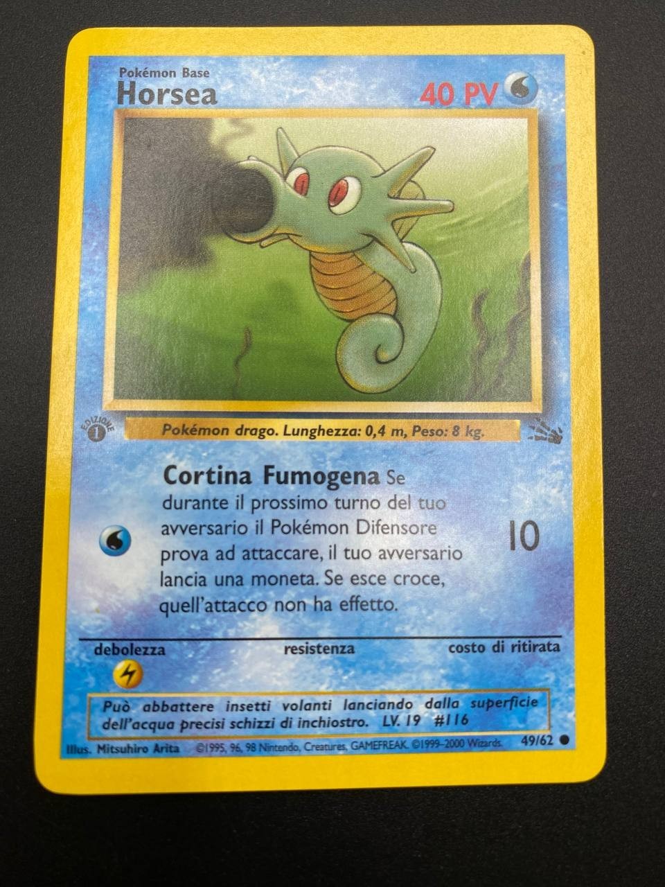 Carta pokemon Horsea 49/62 Fossil FO 1a Edizione Vintage No holo Excellent ITA